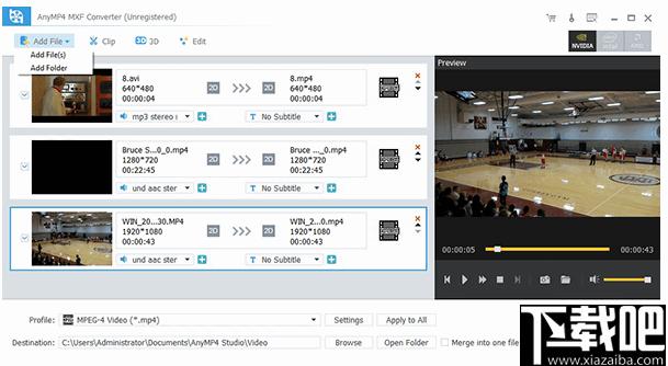 AnyMP4 MXF Converter下载,MXF转换,视频转换,视频处理,视频播放