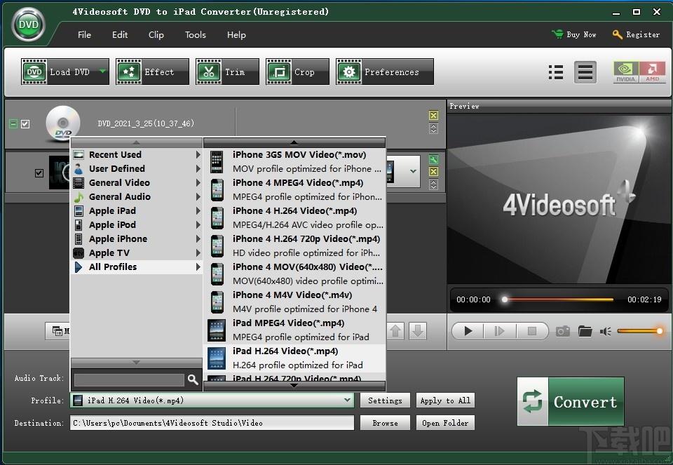 4Videosoft DVD to iPad,DVD转iPad,视频转换